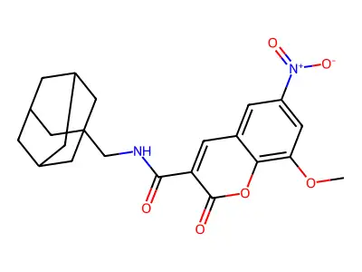 N-[(adamantan-1-yl)methyl]-8-methoxy-6-nitro-2-oxo-2H-chromene-3-carboxamide structure
