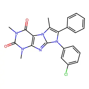 6-(3-Chlorophenyl)-2,4,8-trimethyl-7-phenylpurino[7,8-a]imidazole-1,3-dione structure
