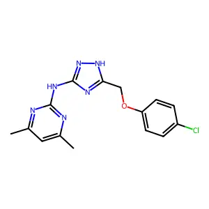 N-[5-[(4-chlorophenoxy)methyl]-1H-1,2,4-triazol-3-yl]-4,6-dimethylpyrimidin-2-amine structure