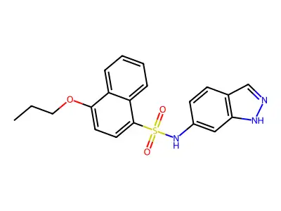 N-(1H-indazol-6-yl)-4-propoxynaphthalene-1-sulfonamide structure