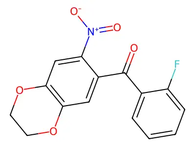 (2-Fluorophenyl)(7-nitro-2,3-dihydro-1,4-benzodioxin-6-yl)methanone structure