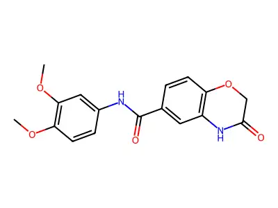 N-(3,4-dimethoxyphenyl)-3-oxo-3,4-dihydro-2H-1,4-benzoxazine-6-carboxamide structure