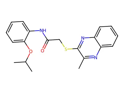 2-(3-methylquinoxalin-2-yl)sulfanyl-N-(2-propan-2-yloxyphenyl)acetamide structure