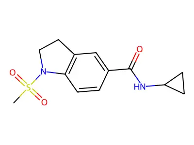 N-cyclopropyl-1-methylsulfonyl-2,3-dihydroindole-5-carboxamide structure