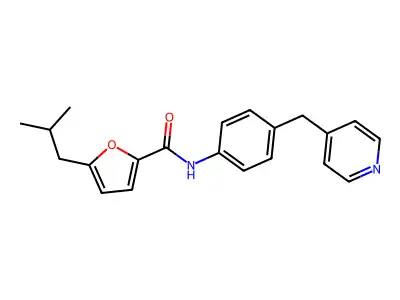 5-(2-methylpropyl)-N-[4-(pyridin-4-ylmethyl)phenyl]furan-2-carboxamide structure
