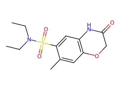 N,N-diethyl-7-methyl-3-oxo-3,4-dihydro-2H-1,4-benzoxazine-6-sulfonamide structure