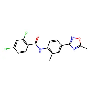 2,4-Dichloro-N-(2-methyl-4-(5-methyl-1,2,4-oxadiazol-3-yl)phenyl)benzamide structure