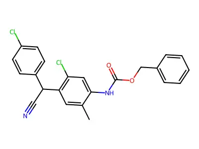 Benzyl {5-chloro-4-[(4-chlorophenyl)(cyano)methyl]-2-methylphenyl}carbamate structure