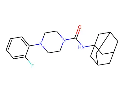 N-(1-adamantyl)-4-(2-fluorophenyl)piperazine-1-carboxamide structure