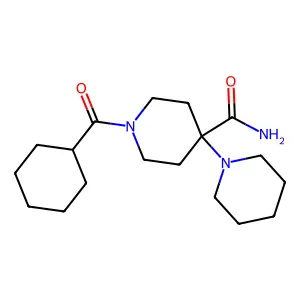 1-(Cyclohexanecarbonyl)-4-piperidin-1-ylpiperidine-4-carboxamide structure