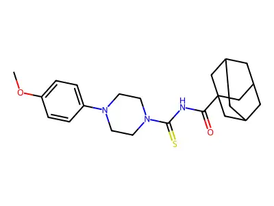 N-[4-(4-methoxyphenyl)piperazine-1-carbothioyl]adamantane-1-carboxamide structure