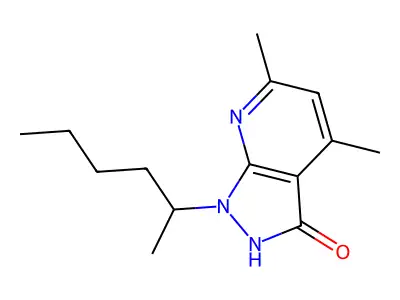 1-hexan-2-yl-4,6-dimethyl-2H-pyrazolo[3,4-b]pyridin-3-one structure