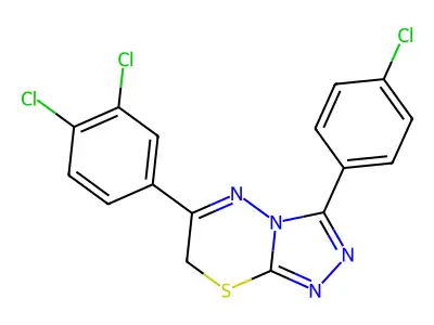 3-(4-chlorophenyl)-6-(3,4-dichlorophenyl)-7H-[1,2,4]triazolo[3,4-b][1,3,4]thiadiazine structure