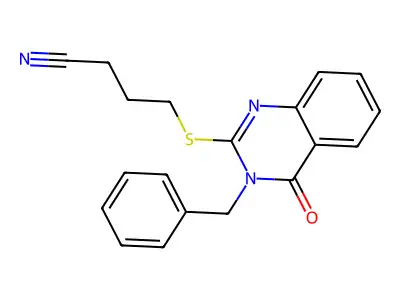 4-(3-Benzyl-4-oxoquinazolin-2-yl)sulfanylbutanenitrile structure