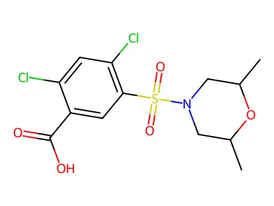 2,4-Dichloro-5-[(2,6-dimethylmorpholin-4-yl)sulfonyl]benzoic acid structure