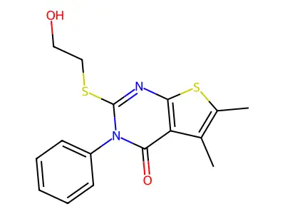 2-(2-Hydroxyethylsulfanyl)-5,6-dimethyl-3-phenylthieno[2,3-d]pyrimidin-4-one structure