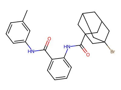 3-bromo-N-[2-[(3-methylphenyl)carbamoyl]phenyl]adamantane-1-carboxamide structure