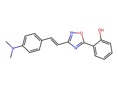 Phenol, 2-[3-[2-[4-(dimethylamino)phenyl]ethenyl]-1,2,4-oxadiazol-5-yl]- structure