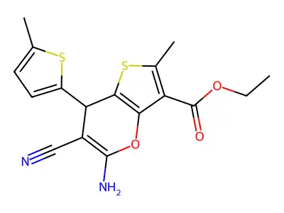 ethyl 5-amino-6-cyano-2-methyl-7-(5-methylthiophen-2-yl)-7H-thieno[3,2-b]pyran-3-carboxylate structure