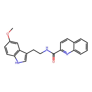 N-[2-(5-methoxy-1H-indol-3-yl)ethyl]quinoline-2-carboxamide structure