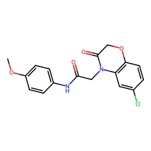 2-(6-chloro-3-oxo-1,4-benzoxazin-4-yl)-N-(4-methoxyphenyl)acetamide structure
