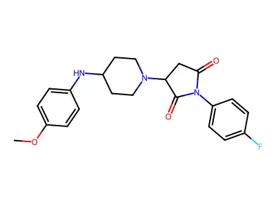 1-(4-Fluorophenyl)-3-[4-(4-methoxyanilino)piperidin-1-yl]pyrrolidine-2,5-dione structure