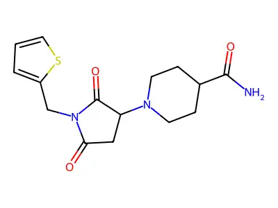 1-[2,5-Dioxo-1-(thiophen-2-ylmethyl)pyrrolidin-3-yl]piperidine-4-carboxamide structure
