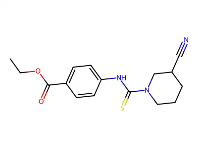 Ethyl 4-{[(3-cyanopiperidin-1-yl)carbonothioyl]amino}benzoate structure