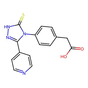 2-[4-(3-pyridin-4-yl-5-sulfanylidene-1H-1,2,4-triazol-4-yl)phenyl]acetic acid structure