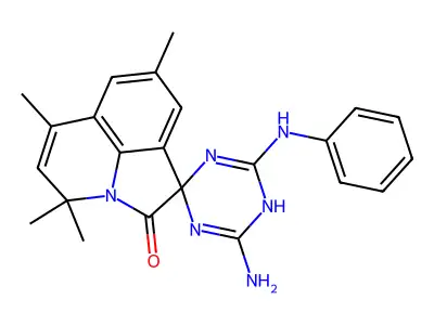 4'-amino-6'-anilino-4,4,6,8-tetramethyl-4H,5'H-spiro[pyrrolo[3,2,1-ij]quinoline-1,2'-[1,3,5]triazin]-2-one structure