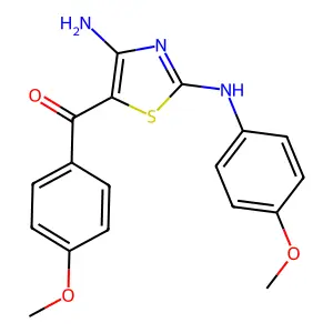 (4-Amino-2-((4-methoxyphenyl)amino)-1,3-thiazol-5-yl)(4-methoxyphenyl)methanone structure