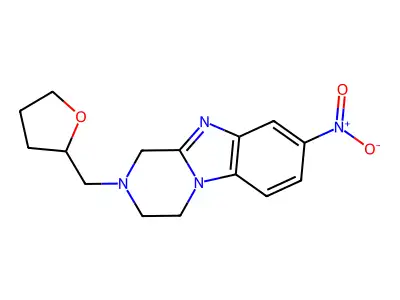 8-nitro-2-(oxolan-2-ylmethyl)-3,4-dihydro-1H-pyrazino[1,2-a]benzimidazole structure