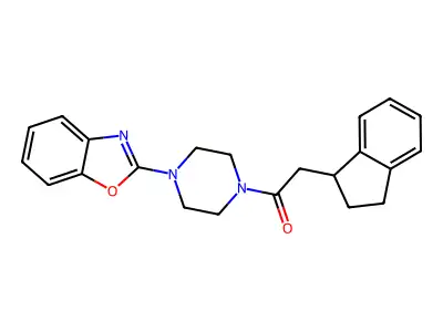 1-(4-(Benzo[d]oxazol-2-yl)piperazin-1-yl)-2-(2,3-dihydro-1H-inden-1-yl)ethan-1-one structure