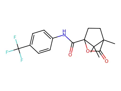 4,7,7-trimethyl-3-oxo-N-[4-(trifluoromethyl)phenyl]-2-oxabicyclo[2.2.1]heptane-1-carboxamide structure