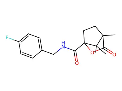 N-(4-fluorobenzyl)-4,7,7-trimethyl-3-oxo-2-oxabicyclo[2.2.1]heptane-1-carboxamide structure