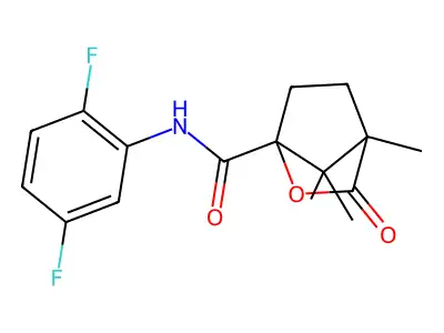 N-(2,5-difluorophenyl)-4,7,7-trimethyl-3-oxo-2-oxabicyclo[2.2.1]heptane-1-carboxamide structure