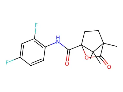 N-(2,4-difluorophenyl)-4,7,7-trimethyl-3-oxo-2-oxabicyclo[2.2.1]heptane-1-carboxamide structure