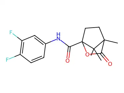 N-(3,4-difluorophenyl)-4,7,7-trimethyl-3-oxo-2-oxabicyclo[2.2.1]heptane-1-carboxamide structure