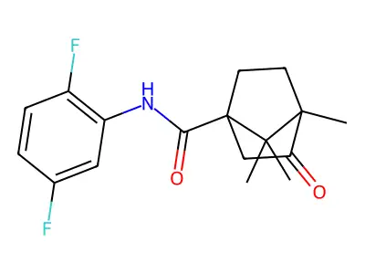 N-(2,5-difluorophenyl)-4,7,7-trimethyl-3-oxobicyclo[2.2.1]heptane-1-carboxamide structure