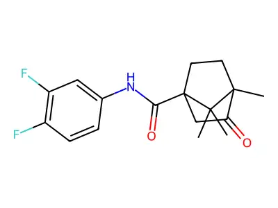 N-(3,4-difluorophenyl)-4,7,7-trimethyl-3-oxobicyclo[2.2.1]heptane-1-carboxamide structure