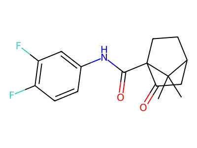 N-(3,4-difluorophenyl)-7,7-dimethyl-2-oxobicyclo[2.2.1]heptane-1-carboxamide structure
