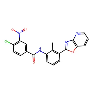 4-chloro-N-[2-methyl-3-([1,3]oxazolo[4,5-b]pyridin-2-yl)phenyl]-3-nitrobenzamide structure
