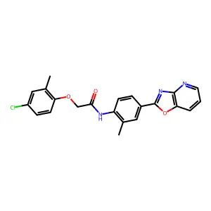 2-(4-chloro-2-methylphenoxy)-N-[2-methyl-4-([1,3]oxazolo[4,5-b]pyridin-2-yl)phenyl]acetamide structure