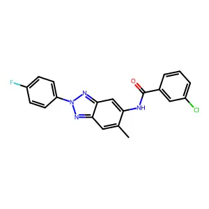3-chloro-N-[2-(4-fluorophenyl)-6-methylbenzotriazol-5-yl]benzamide structure