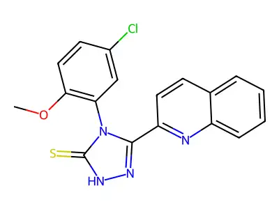 4-(5-chloro-2-methoxyphenyl)-3-quinolin-2-yl-1H-1,2,4-triazole-5-thione structure