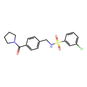 3-chloro-N-[4-(1-pyrrolidinylcarbonyl)benzyl]benzenesulfonamide structure