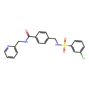 4-[[(3-chlorophenyl)sulfonylamino]methyl]-N-(pyridin-2-ylmethyl)benzamide structure