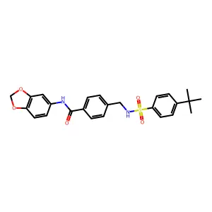 N-(1,3-benzodioxol-5-yl)-4-[[(4-tert-butylphenyl)sulfonylamino]methyl]benzamide structure