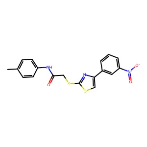 N-(4-methylphenyl)-2-{[4-(3-nitrophenyl)-1,3-thiazol-2-yl]sulfanyl}acetamide structure