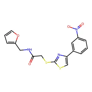 N-[(furan-2-yl)methyl]-2-{[4-(3-nitrophenyl)-1,3-thiazol-2-yl]sulfanyl}acetamide structure